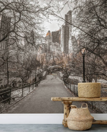 Central Park Winter Walk Behang Muurschildering