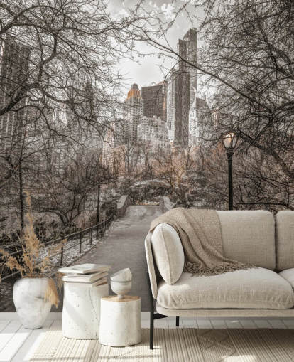 Central Park Vinter Walk Bakgrunn Mural Central Park Vinter Walk Bakgrunn Mural