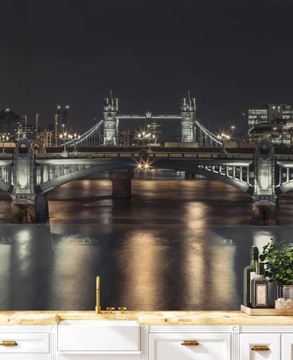 Tower Bridge London Night Panoramisch behang