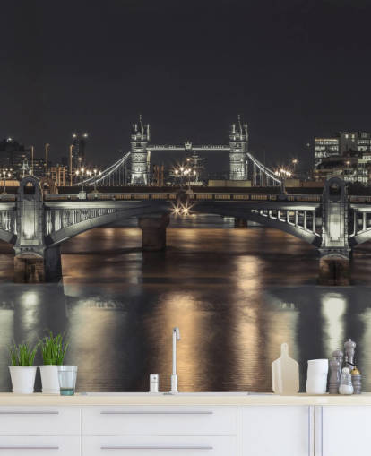 Tower Bridge London natt panoramautsikt tapeter
