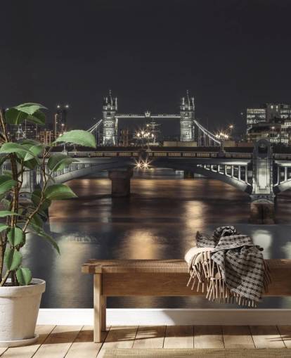 Tower Bridge London Night Panoramic Wallpaper