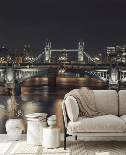 Tower Bridge London Night Panoramic Wallpaper