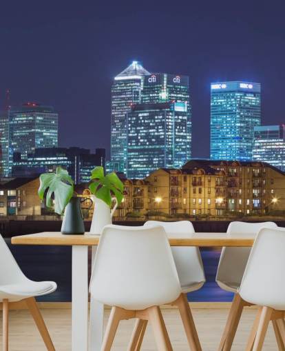 Verlichte London Skyline at Night Wallpaper Verlichte London Skyline at Night Wallpaper