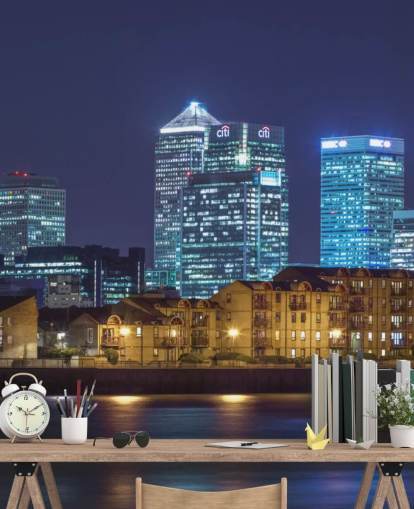 Upplyst London Skyline på natten Bakgrund