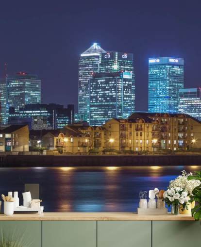 Carta da parati illuminata con skyline di Londra Carta da parati illuminata con skyline di Londra