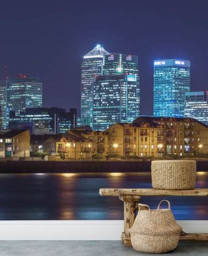 Carta da parati illuminata con skyline di Londra