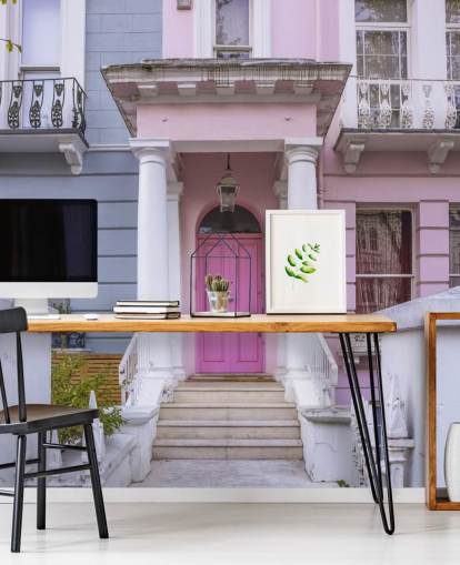Decorazione murale con casa colorata di Notting Hill