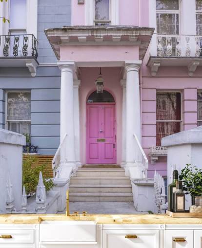 Notting Hill färgglada hus väggmålning