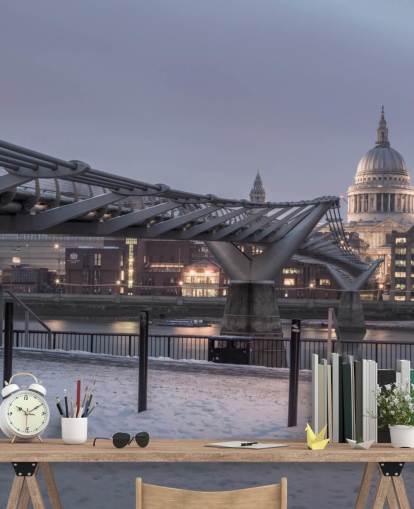 Millennium Bridge i snö Bakgrund