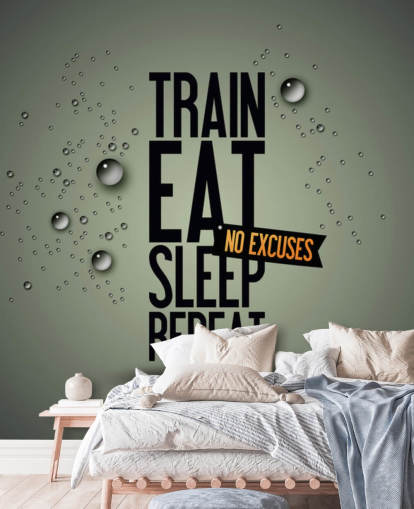 customizable motivational fitness wallpaper mural called Motivating Gym for gyms, sports clubs and home gyms