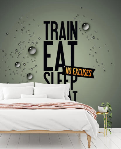customizable motivational fitness wallpaper mural called Motivating Gym for gyms, sports clubs and home gyms