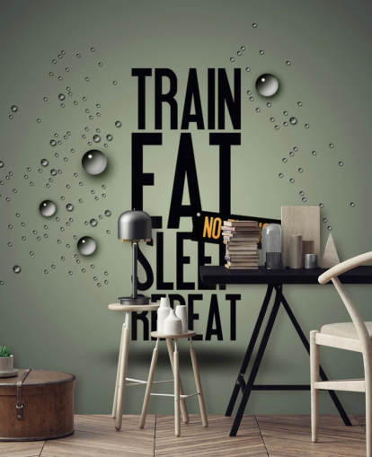 customisable motivational fitness wallpaper mural called Motivating Gym for gyms, sports clubs and home gyms