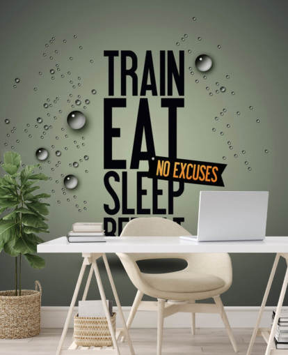 customizable motivational fitness wallpaper mural called Motivating Gym for gyms, sports clubs and home gyms