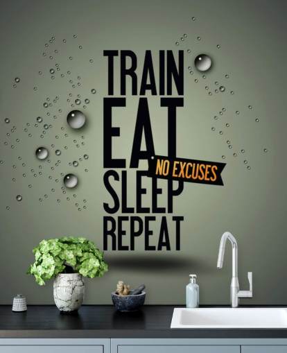 customizable motivational fitness wallpaper mural called Motivating Gym for gyms, sports clubs and home gyms