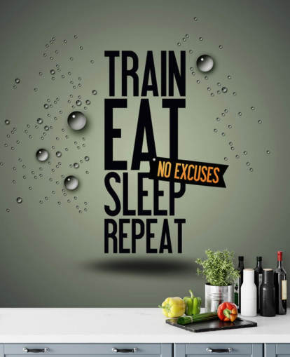 mural de papel pintado de fitness motivador personalizable llamado Motivating Gym para gimnasios, clubes deportivos y gimnasios en casa