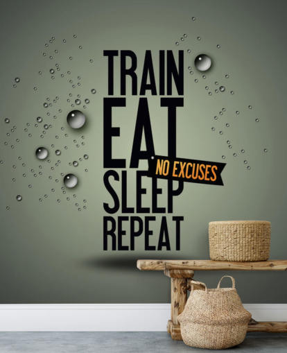 customizable motivational fitness wallpaper mural called Motivating Gym for gyms, sports clubs and home gyms