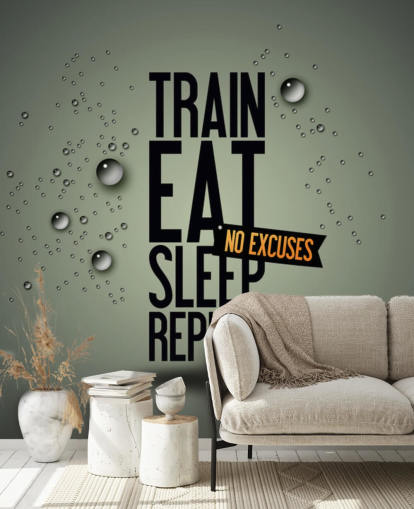 mural de papel pintado de fitness motivador personalizable llamado Motivating Gym para gimnasios, clubes deportivos y gimnasios en casa mural de papel pintado de fitness motivador personalizable llamado Motivating Gym para gimnasios, clubes deportivos y gimnasios en casa