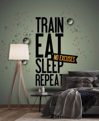 customisable motivational fitness wallpaper mural called Motivating Gym for gyms, sports clubs and home gyms