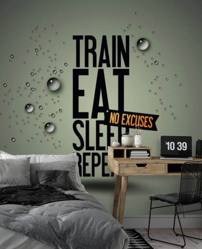 papier peint mural de motivation personnalisable appelé Motivating Gym pour les gymnases, les clubs de sport et les gymnases à domicile