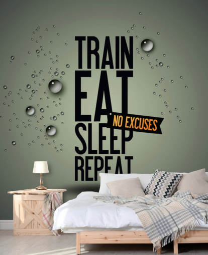 customisable motivational fitness wallpaper mural called Motivating Gym for gyms, sports clubs and home gyms