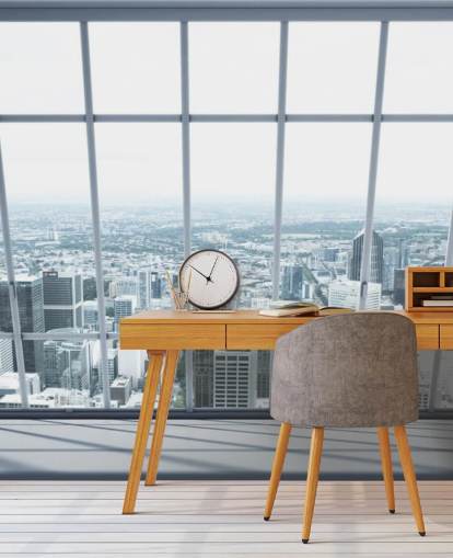 vast city landscape window view wallpaper