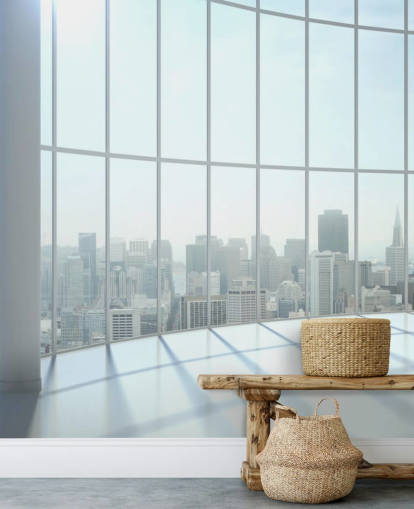 Round window view of city wallpaper Round window view of city wallpaper