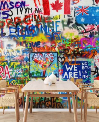 colorful graffiti wallpaper mural called Graffiti Panorama for teen bedrooms