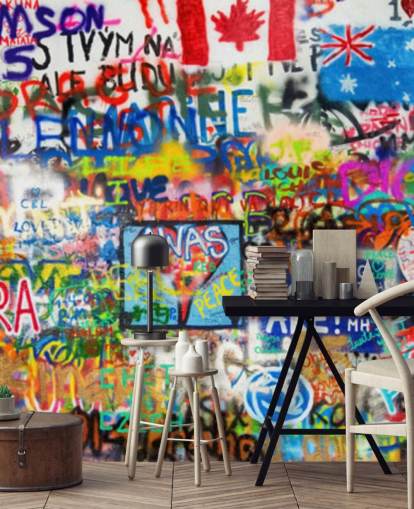 Buntes Graffiti-Tapeten-Wandbild namens Graffiti Panorama für Jugendzimmer