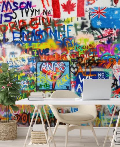 colourful graffiti wallpaper mural called Graffiti Panorama for teen bedrooms