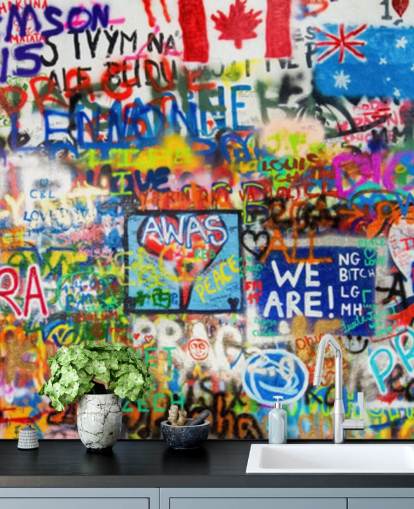 colorful graffiti wallpaper mural called Graffiti Panorama for teen bedrooms colorful graffiti wallpaper mural called Graffiti Panorama for teen bedrooms