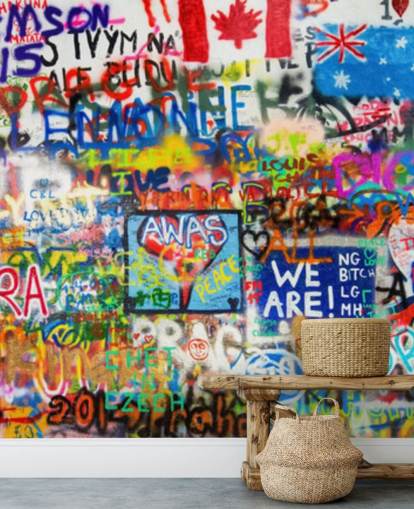 colourful graffiti wallpaper mural called Graffiti Panorama for teen bedrooms