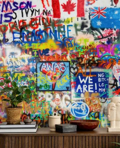 colourful graffiti wallpaper mural called Graffiti Panorama for teen bedrooms