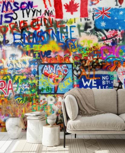 colorful graffiti wallpaper mural called Graffiti Panorama for teen bedrooms colorful graffiti wallpaper mural called Graffiti Panorama for teen bedrooms