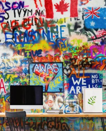 carta da parati murale con graffiti colorati chiamato Graffiti Panorama per camere da letto per adolescenti carta da parati murale con graffiti colorati chiamato Graffiti Panorama per camere da letto per adolescenti