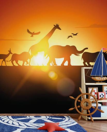 Afrikanske dyr Tegneserie Sunset