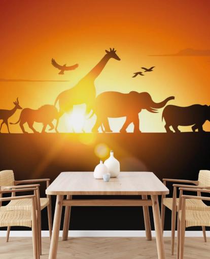 African Animals Cartoon Sunset Wallpaper African Animals Cartoon Sunset Wallpaper
