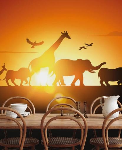 Afrikanske dyr Tegneserie Sunset Afrikanske dyr Tegneserie Sunset