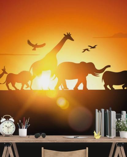 Afrikaanse dieren cartoon sunset wallpaper Afrikaanse dieren cartoon sunset wallpaper