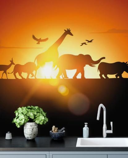 African Animals Cartoon Sunset Wallpaper African Animals Cartoon Sunset Wallpaper