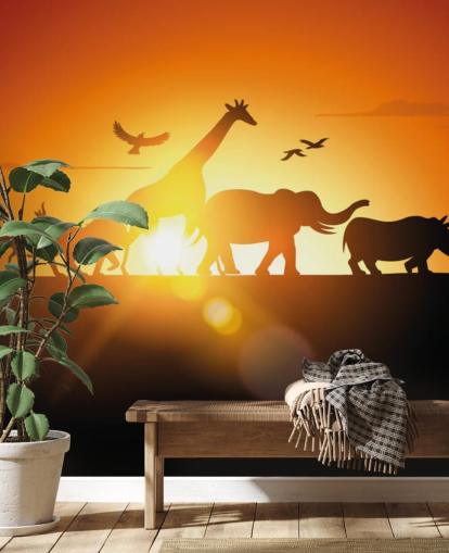 Afrikanske dyr Tegneserie Sunset