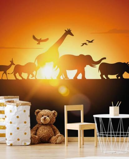 African Animals Cartoon Sunset Wallpaper African Animals Cartoon Sunset Wallpaper