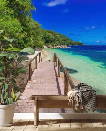 Decorazione murale con sentiero sulla costa paradisiaca