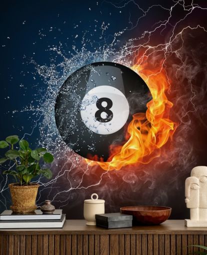 carta da parati palla da biliardo ghiaccio e fuoco