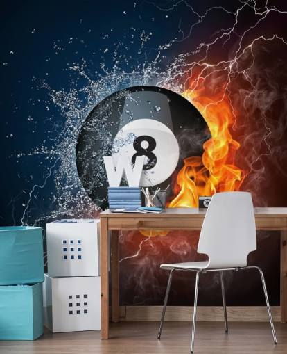 carta da parati palla da biliardo ghiaccio e fuoco