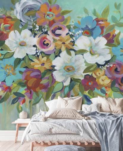 Farverige Malet Bouquet Baggrund