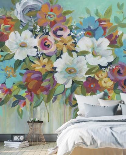 Colourful Painted Bouquet Wallpaper Colourful Painted Bouquet Wallpaper