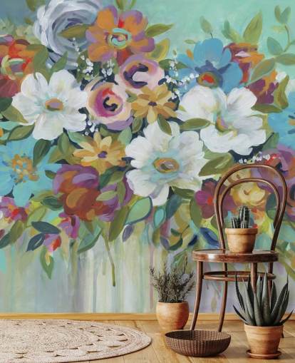 Colourful Painted Bouquet Wallpaper