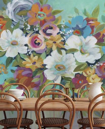 Colourful Painted Bouquet Wallpaper