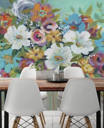 Colourful Painted Bouquet Wallpaper Colourful Painted Bouquet Wallpaper