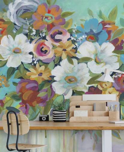 Colourful Painted Bouquet Wallpaper